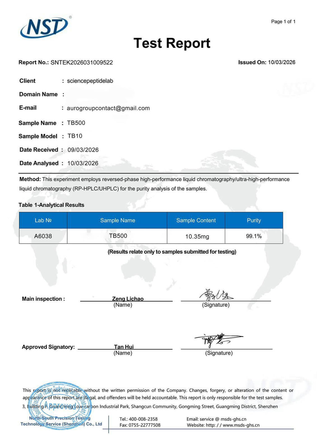 TB-500 10mg + 3ml BAC Water